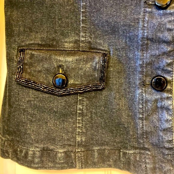 Embellished Jean Jacket with Bugle Bead Trim - Picture 4 of 8